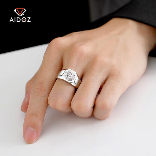 Aido diamond pt950 platinum ring men's platinum domineering boss ring live adjustable weight 13.62 grams + delivery certificate