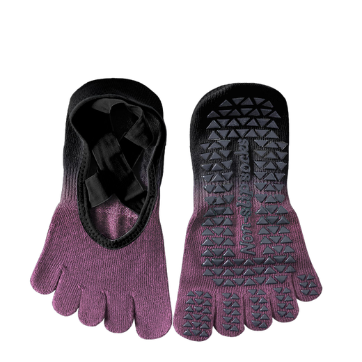 Duweck yoga socks non-slip sports Pilates professional fitness five-toe socks split-toe socks for women spring, summer and autumn light luxury black and purple