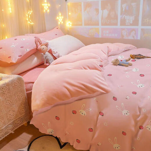 床上用品被套被罩床单1.2m床三件套春秋磨毛被子水洗棉床品 奶茶A类水洗棉-新款 2.0m床四件套被套2.0*2.3m
