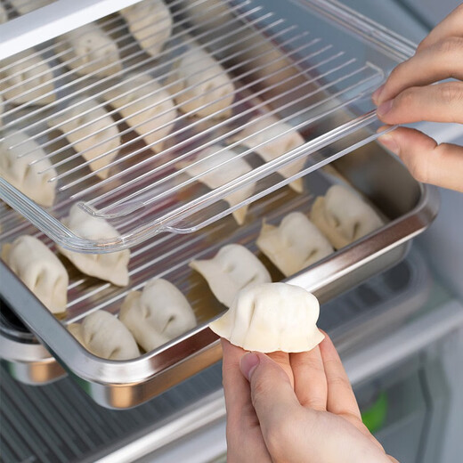 Hanlong (HANLONG) Finnish rice bowl 316 stainless steel dumpling box wonton dumpling storage box quick-frozen freezer box refrigerator food grade two pack