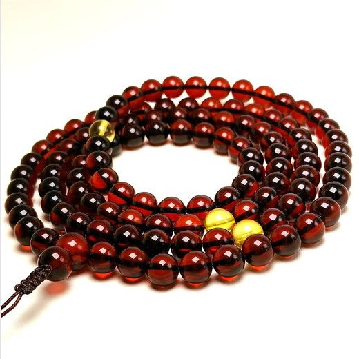 Amber style, one thing, one picture, one certificate, amber bead bracelet, 108 necklaces, men's and women's bracelets, prayer beads, beads, 35.89 g, 8 mm