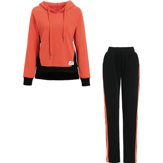 Haiqing blue women's new sports two-piece suit women's hooded top women's fashion casual pants women's 16493 orange L