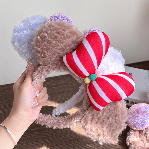 MOYAN Internet celebrity amusement park cartoon Mickey headband holiday party funny non-slip face wash plush headband hair accessory Mickey (Bandian) A28-106