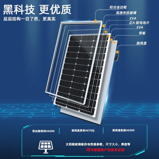 旭杉斯AK单晶硅太阳能光伏板200W家用光伏发电12v/24v蓄电 支架单晶 10W 18V3524CM 带90CM线