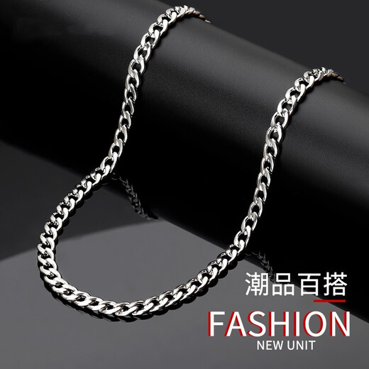 Qi Xiaomi titanium steel Cuban necklace men's Korean style trendy hip-hop men's clavicle chain European and American domineering men and women versatile gift for boyfriend