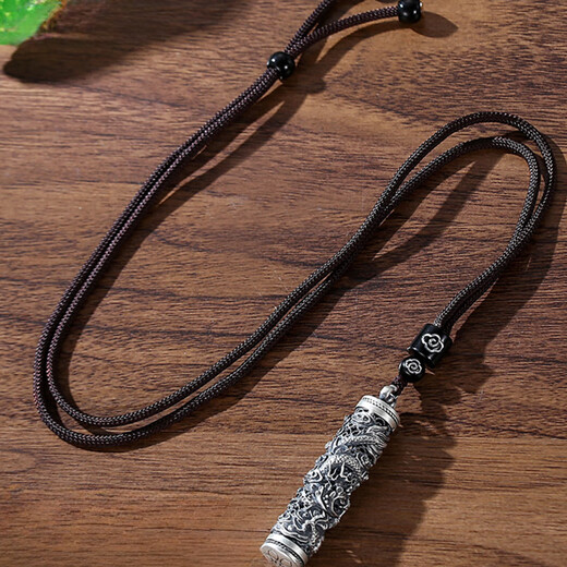 Zhixun 999 sterling silver Coiled Dragon Column Necklace for men, can be opened and trendy pure silver pendant is a birthday gift for boyfriend, pure silver 999 Coiled Dragon Column, silver weight is about 15g