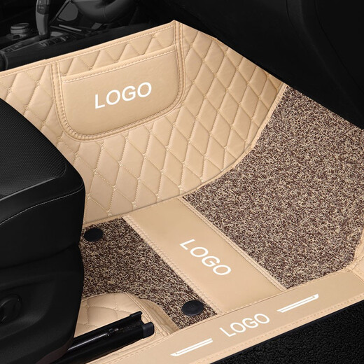 FuYAN's new Peugeot logo 308 408 508 3008 4008 5008 2008 dedicated fully encircled car foot pad Double layer [bee + rice dumpling silk ring + 5 car logos]
