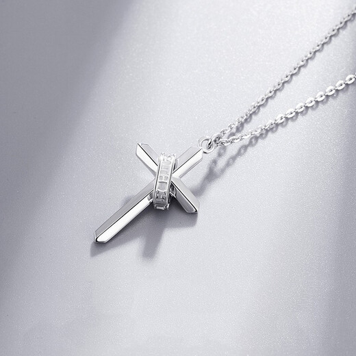 Qi Xiaomi cross necklace men's trendy hip-hop ring pendant new style clavicle chain for boys and girls simple fashion brand accessories