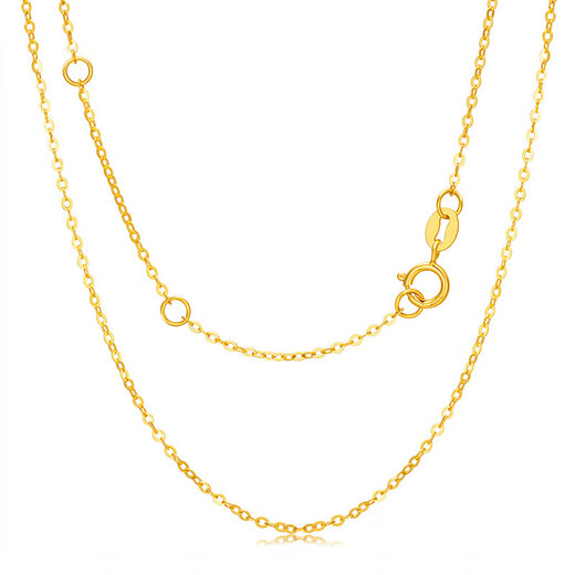 Lao Fengxiang S925 silver necklace gold O-shaped chain versatile gift for girls girlfriend wife birthday anniversary Valentine's Day s925 silver chain gold O-shaped chain