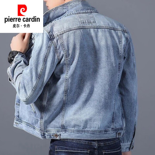 
Pierre cardin denim jacket men's spring and autumn new Korean style slim-fit trend high-end spring denim jacket workwear casual jacket trend 1105 light blue M