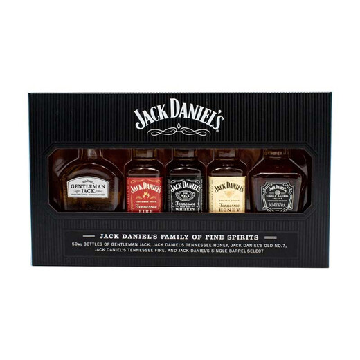 杰克丹尼（Jack Daniels）体验装 美国田纳西州 调和型威士忌 50ml*5 礼盒装 进口洋酒