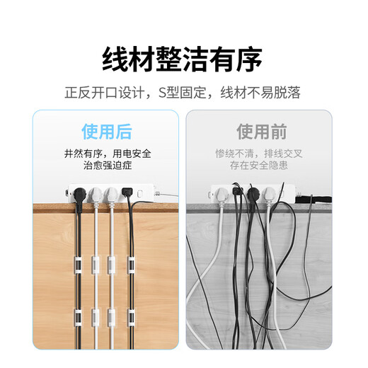 Green Alliance Cable Organizer, Wire Fixer, Wire Routing Artifact, Nail-free Wall Sticker, Traceless Power Cord Storage and Organizing Cable Clip, Network Cable Enlarged Backplate Buckle, Self-Adhesive Artifact, 4 Pack