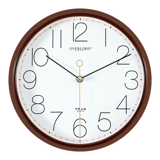 The story of time, light luxury modern wall clock, living room, home, fashionable bedroom clock, no punching, wall hanging, no punching, 6191A square brown white disk, 12 inches [diameter 30 cm]