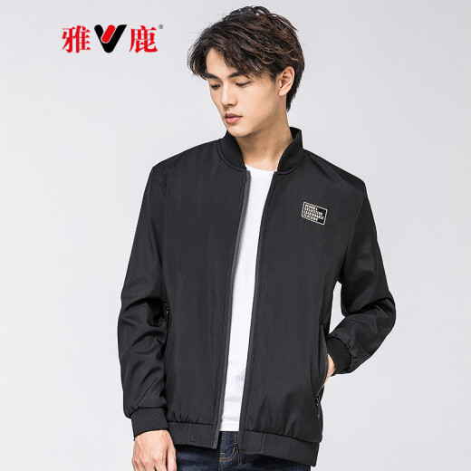 Yalu Jacket Men's 2020 Autumn Fashion Casual Stand Collar Lightweight Short Slim Baseball Collar Top Jacket Men 18582004 Black 175