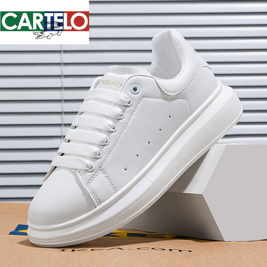 Katile Crocodile McQueen schwarze Schuhe dicker alleiner Daddy Schuhe Herren lässige Hochschuhe Frauen schwarze Arbeiterschuhe 2025 Sommer weiße Schuhe Männer 898 Plus-Flange-Baumwollschuhe weiß und schwarz [Mequeens.Min 39