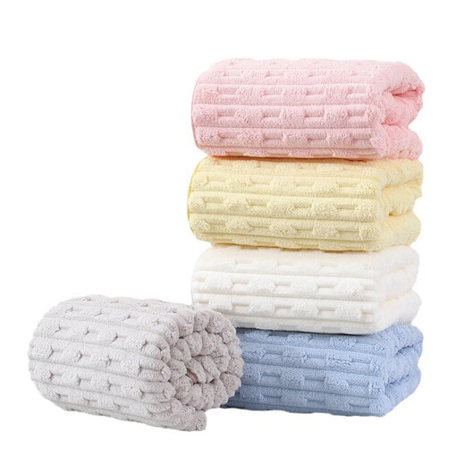 
OIVFNDQN coral fluff towel large bath towel larger thick absorbent soft quick-drying adult towel bath towel coral fluff 9227-pink bath towel 70*140CM