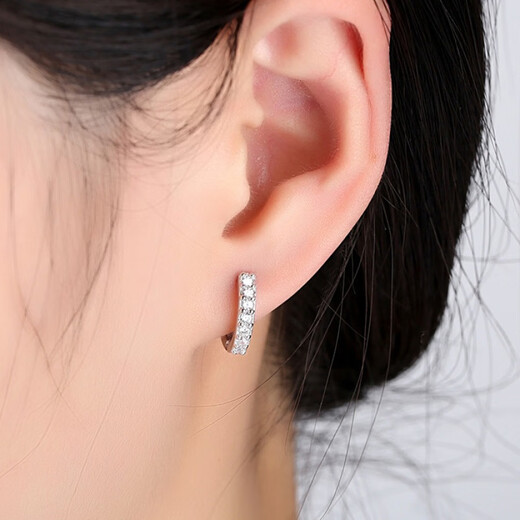 Fat Donglai's same style platinum earrings for women, PT950 couple style round moissanite earrings, a pair of platinum round single diamond earrings