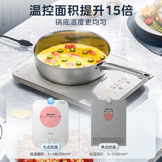 美的（Midea）电磁炉电陶炉 家用2200W大功率 恒匀火加热 电磁灶火锅炉爆炒定时电磁炉以旧换新 C22-MICCA902