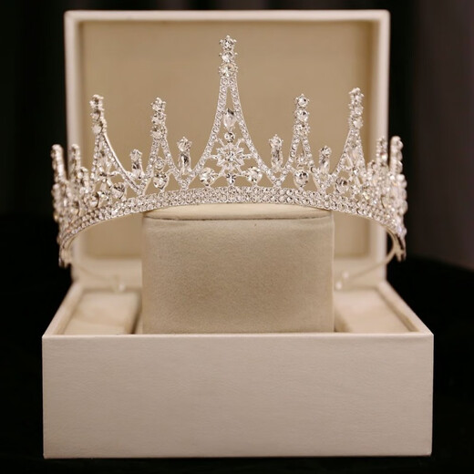 Yuhui crown tiara for adult birthday princess student adult ceremony super fairy round black 18-year-old crown bride wedding 02-black simple dress