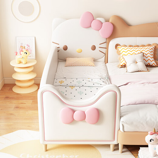 Yijiazhu children's bed spliced bed extra wide bed spliced bedside bed girl princess bed crib spliced large bed adult can sleep Hello KT joint model 160*60 latex coconut palm mattress