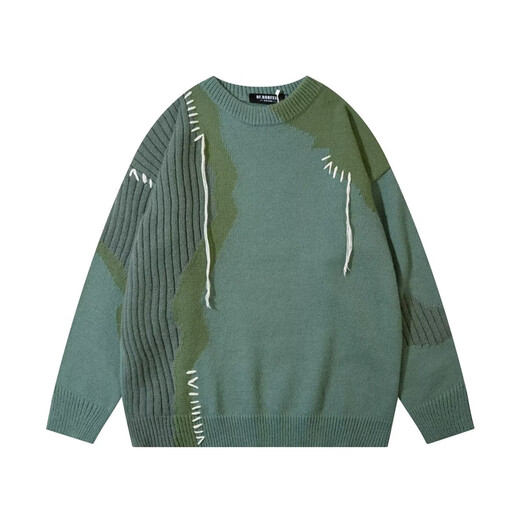 International Automne and Winter Fashion Brand Design Niche Couleur contrastée épissage Sweat Ripped Sweater Men American Retro Trendy Ins Loose Loty Style High Und Fouet Top 826 Abricot Couleur de haute qualité L Suivez le magasin pour la livraison prioritaire