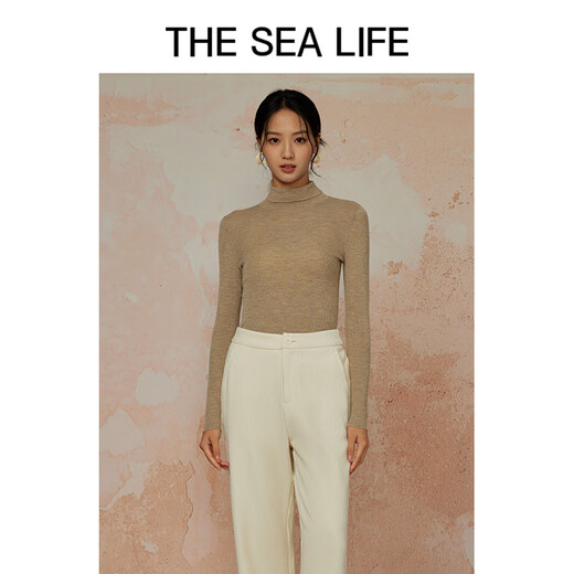 La vida marina ou hai yisheng para mujeres 24 otoño e invierno luz simple textura transparente suéter cómodo a13067 abedul m