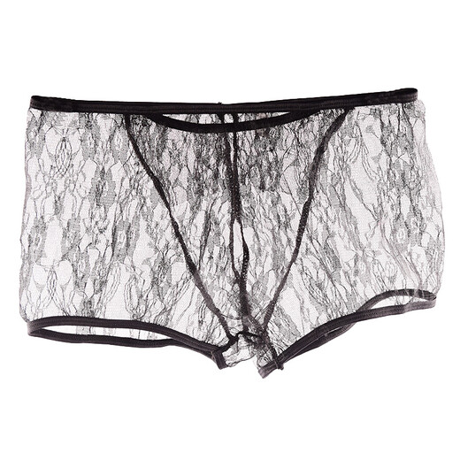 Ye Zimei sexy underwear men's sexy transparent breathable lace boxer briefs men's ultra-thin see-through temptation U convex boxer shorts 4031 black one size