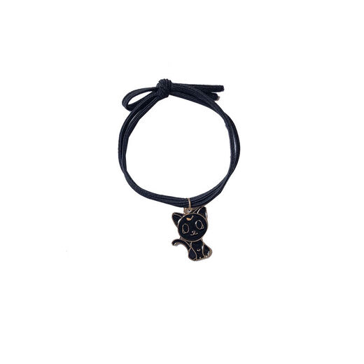 Sarara Gummibandpaar süßer Anhänger schwarzer Leder Cover Little Vorfahr Gummistband-Paar Armband für Freund SN6628 7-teiliger Set (wie im Bild gezeigt)