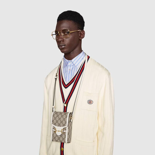 GUCCI【买手代购】GUCCI古驰女包Gucci 马衔扣1955系列迷你手袋男包 乌木色白色边625615 92TCG 9761