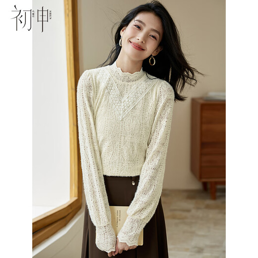 Chushen autumn and winter long-sleeved shirt women's light French lace temperament commuting thick style inner layering shirt top S143T2032