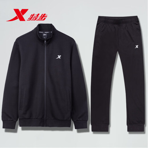 Xtep Sports Set Men's Summer Casual Sportswear Summer Running Sweater Two-Piece Set Sweater 9277+Black 190/3XL