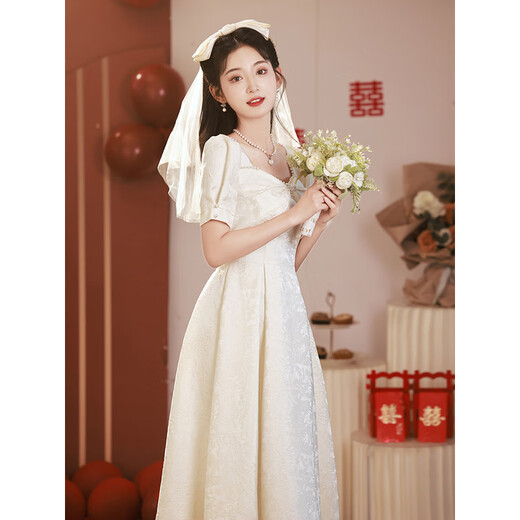 Messbeth White Kleid Frauenparty Abendkleid Verlobungskleid täglich tragbare Kragen Registrierung kleiner weißer Rock Kleiner Sommer weißer XL Vorschlag 114-121jin [Jin gleich 0,5 kg]