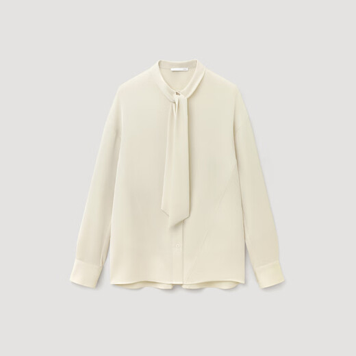 OVV Autumn and Winter Hot Sale Women's Acetate Blended Elegant Ribbons Simple and Attractive Long-Sleeved Casual Shirt Sand Color M