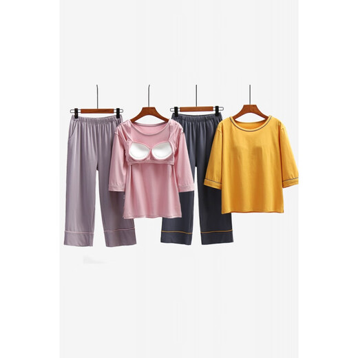 Pyjamas mit BHs für Sommerkleidung für Frauen mit Brustpads Pyjamas für Frauen zweiteiliger Sommer kurzärmelige Tasse Hauskleidung für Hauskleidung für No Wear BH Summer kann vor einer Brustpadel 9902 2xl 140-160jin [Jin gleich 0,5 kg gleichen]