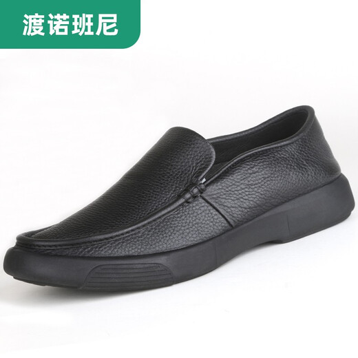 渡诺班尼休闲鞋男鞋真皮商务皮鞋头层牛皮老人鞋软底爸爸鞋 3895黑色皮鞋 43