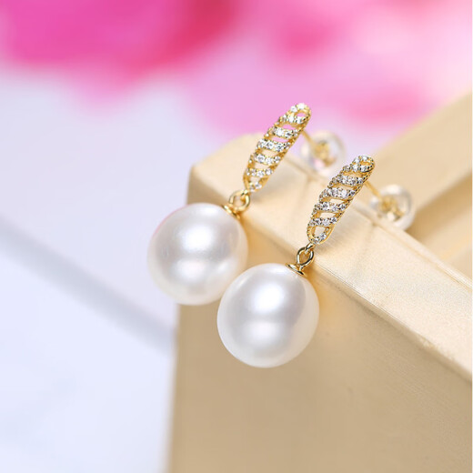 Demi (daimi) Huayang with certificate drop-shaped white bright freshwater pearl earrings S925 silver for girlfriend and wife white 11-12mm