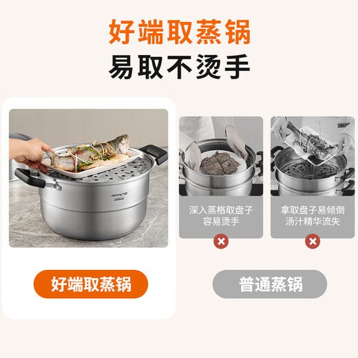 Joyoung steamer 304 stainless steel high arch cover large capacity double-layer steamed buns steamed buns stew pot universal stove 28cm