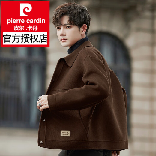皮尔卡丹（pierre cardin）2025秋冬双面羊毛呢外套男士夹克感短款呢子大衣加厚男装 咖啡色 M