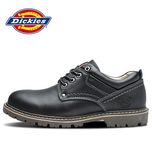 Dickies casual shoes men's shoes autumn low top work shoes men's versatile trendy casual leather shoes British style men's shoes black 40 [a size larger, suitable for sports shoes 41]