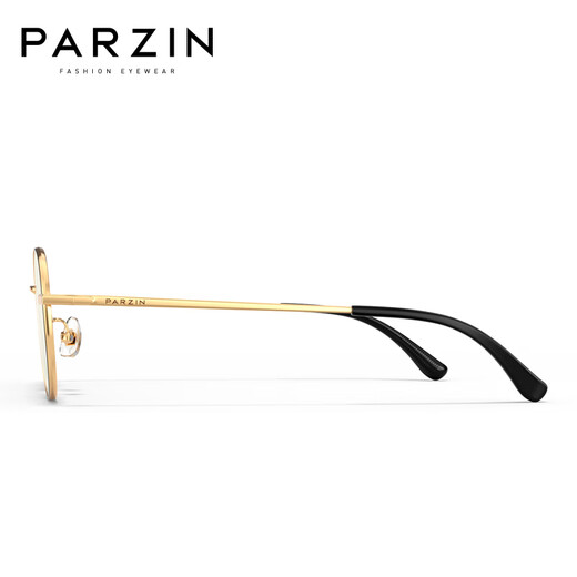 Parzin Légères anti-bleu et verres à résistance aux rayonnements pour hommes et femmes, cadre rond léger, cadre de lunettes blanc et simple PZ15850L, noir et or