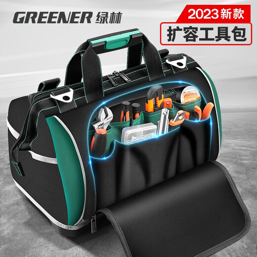 Green Forest Tool Bag Strong and Durable Electrician Portable Storage Bag Repair Canvas Tool Bag Large Capacity Electrician Bag List Guarantee