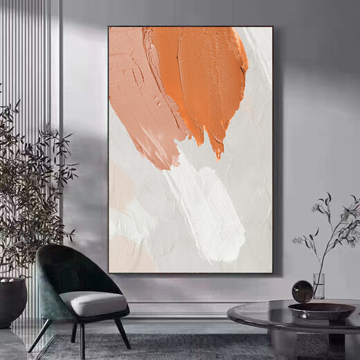 鲸派客厅装饰画单幅现代简约抽象笔触艺术画玄关走廊挂画大幅沙发壁画 753-1 40*60黑框/晶瓷画