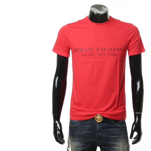 
ARMANI/AX Men's Letter Print Casual Short Sleeve Round Neck T-Shirt 8NZT72 Z8H4Z Red 1463 XS