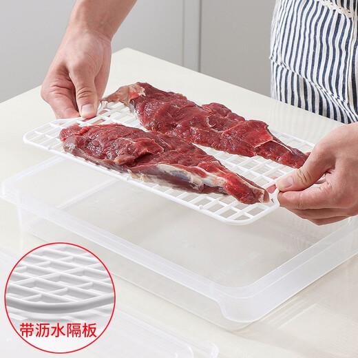 Home Story Dumpling Box Food Grade Freezer Box Refrigerator Storage Fresh Box Household Food Storage Box Refrigeration and Drainage with Partition Pack of Three 1 Layer