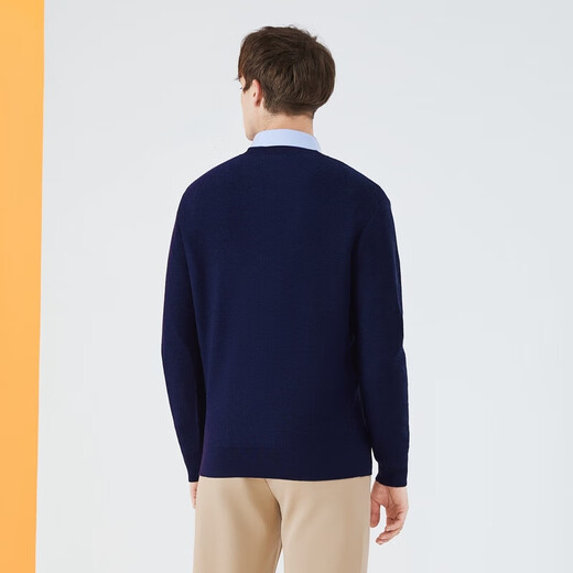 SEVEN Men's Sweater Spring and Autumn Fashion Casual V-Neck Warm Tops Navy M