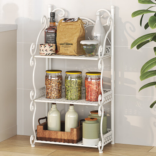 
Linshiwu folding shelf iron bathroom washbasin rack toilet kitchen storage rack layer rack household shelf white-Z674 [width 33cm*height 88cm]