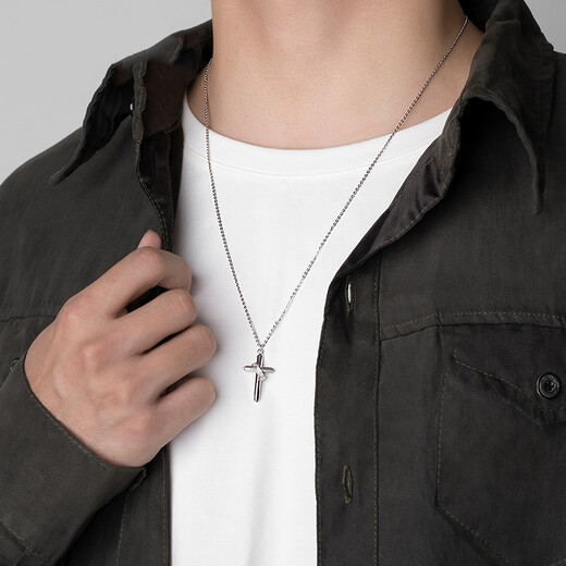 Qi Xiaomi cross necklace men's trendy hip-hop ring pendant new style clavicle chain for boys and girls simple fashion brand accessories