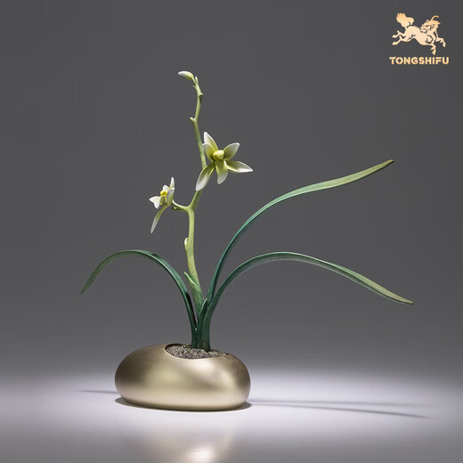 铜师傅《春兰 夏荷 秋桂 冬梅》客厅桌面铜摆件 装饰摆件伴手礼物 春兰