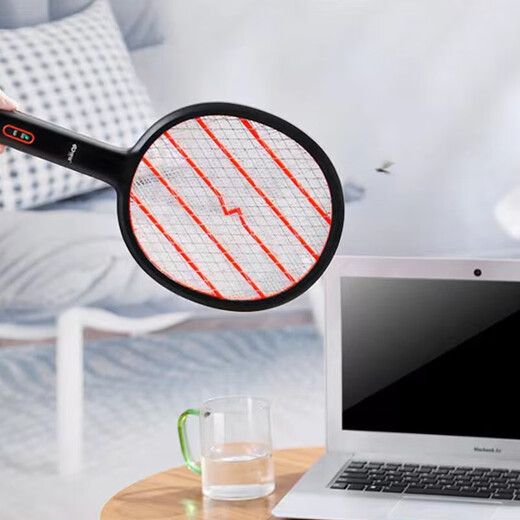 Kangming Electric Mosquito Swatter Mosquito Killer Anti-mosquito Swatter Fly Swatter Electric Fly Swatter Rechargeable Lithium Battery Large Mesh Mosquito Repellent Outdoor Mosquito Swatter Purple Light Lure Mosquito Dual-Purpose 1000mAh Lithium Battery + KM-3856