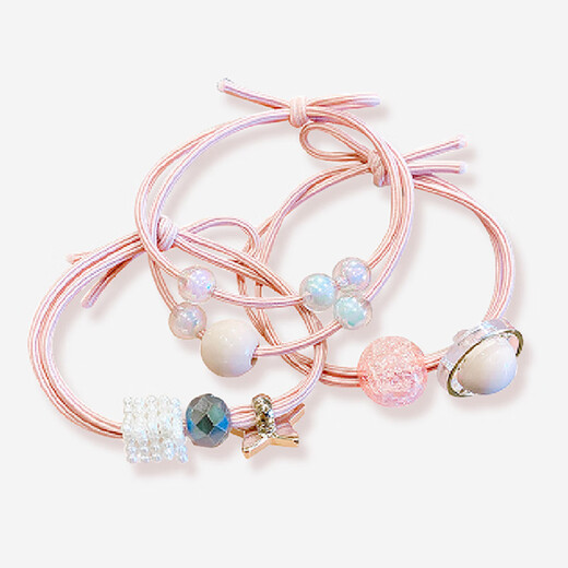 
Ouyu girls' hair loop rubber band headdress hair clip princess baby hair rope tie hair rubber band girl's head rope hair accessories B1803 pink planet